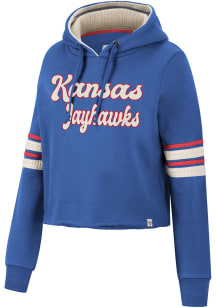 Colosseum Kansas Jayhawks Womens Blue Fashion Industry Cropped Hooded Sweatshirt