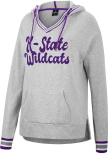 Colosseum K-State Wildcats Womens Grey Andy Rib Trim Hooded Sweatshirt