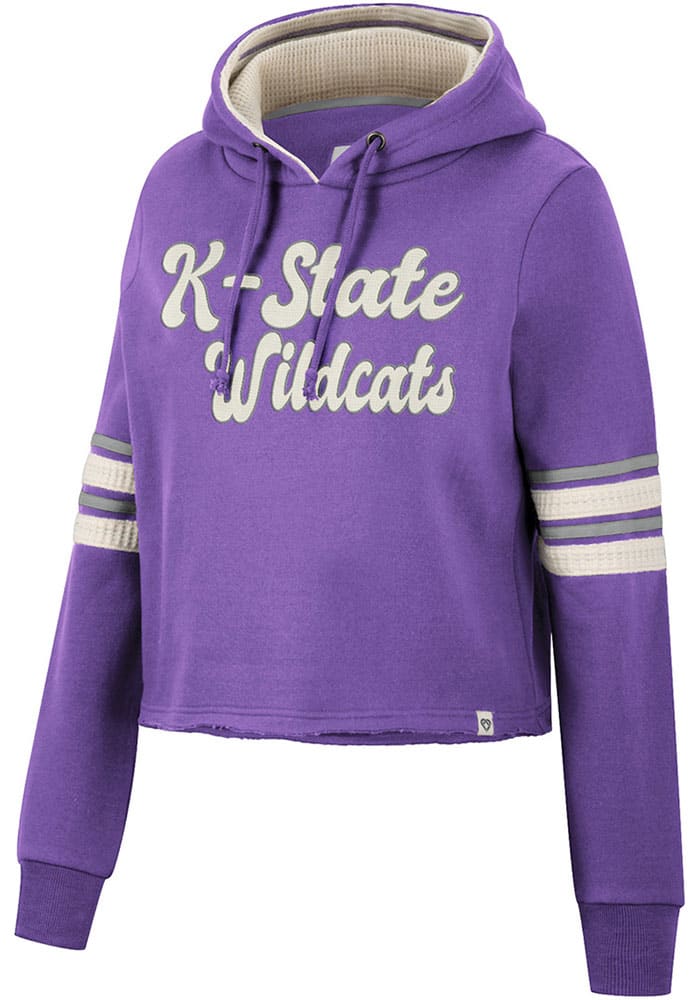 Colosseum K-State Wildcats Womens Purple Fashion Industry Cropped Hooded Sweatshirt