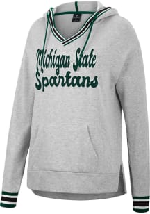 Colosseum Michigan State Spartans Womens Grey Andy Rib Trim Hooded Sweatshirt