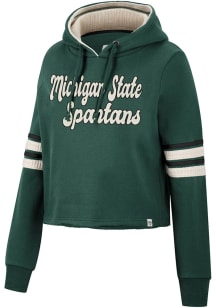 Colosseum Michigan State Spartans Womens Green Fashion Industry Cropped Hooded Sweatshirt