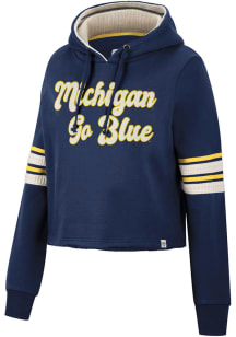 Colosseum Michigan Wolverines Womens Navy Blue Fashion Industry Cropped Hooded Sweatshirt