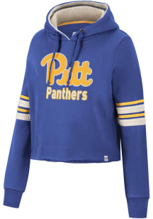Colosseum Pitt Panthers Womens Blue Fashion Industry Cropped Hooded Sweatshirt