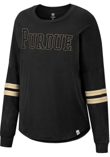 Colosseum Purdue Boilermakers Womens Black Earth First LS Tee