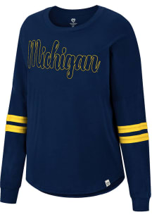 Colosseum Michigan Wolverines Womens Navy Blue Earth First LS Tee