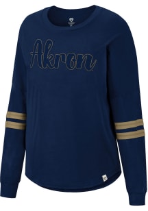Colosseum Akron Zips Womens Navy Blue Earth First LS Tee
