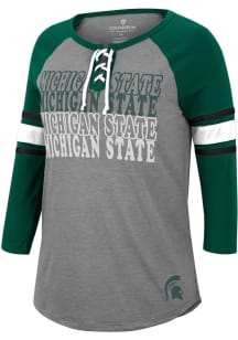 Colosseum Michigan State Spartans Womens Green She Means You Lace Up Henley LS Tee