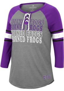 Colosseum TCU Horned Frogs Womens Purple She Means You Lace Up Henley LS Tee