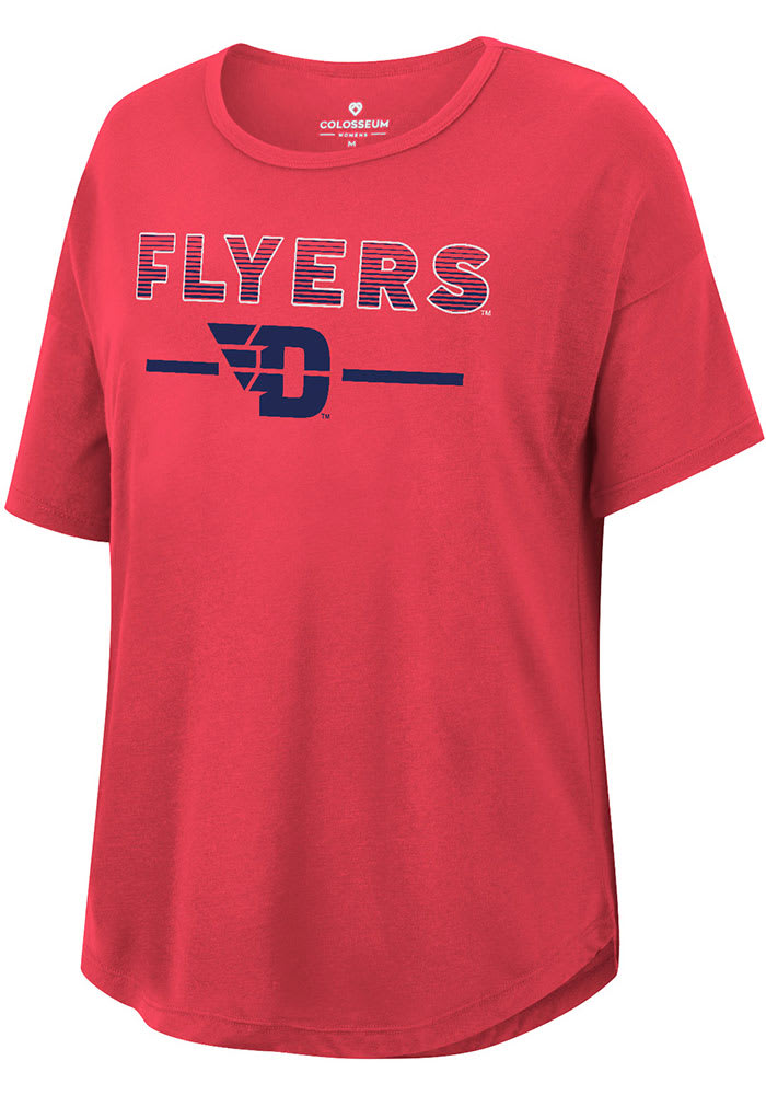 Colosseum Dayton Flyers Womens Red Reporter Drop Shoulder Short Sleeve T-Shirt