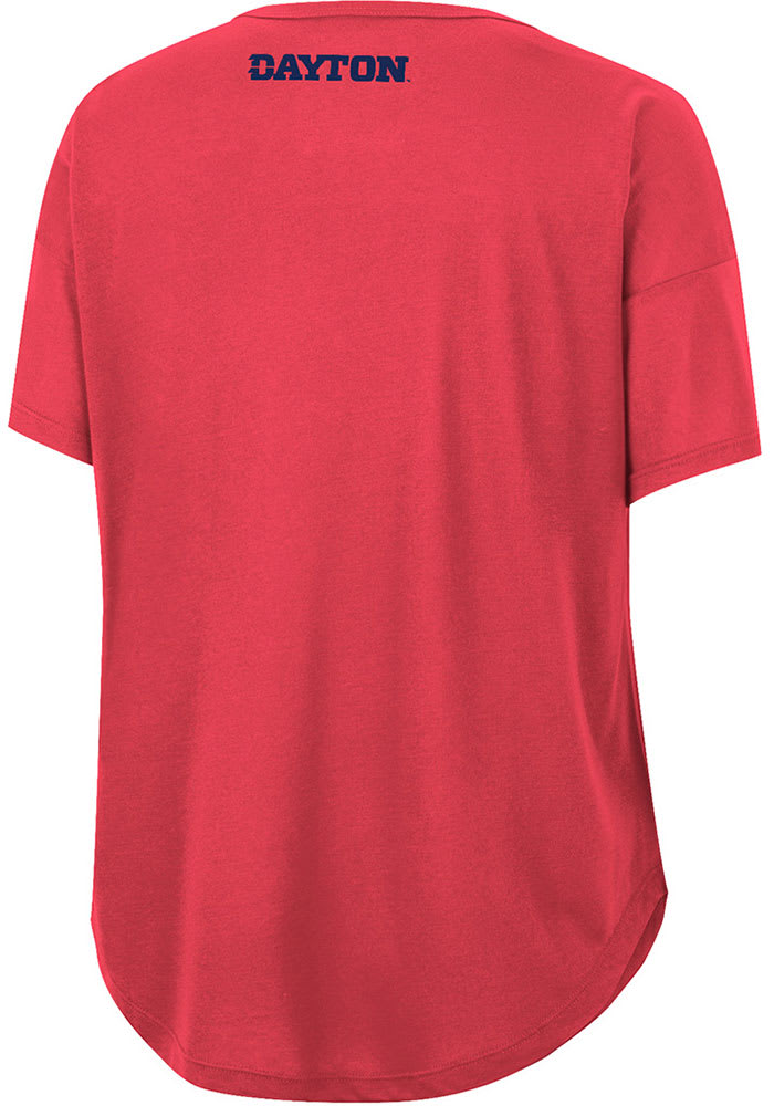 Colosseum Dayton Flyers Womens Red Reporter Drop Shoulder Short Sleeve T-Shirt