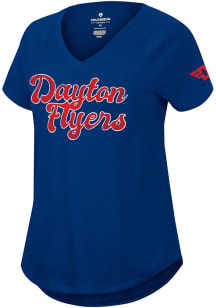 Colosseum Dayton Flyers Womens Navy Blue Stylishly Short Sleeve T-Shirt