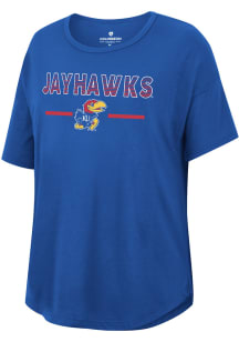 Colosseum Kansas Jayhawks Womens Blue Reporter Drop Shoulder Short Sleeve T-Shirt