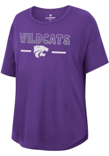 Colosseum K-State Wildcats Womens Purple Reporter Drop Shoulder Short Sleeve T-Shirt
