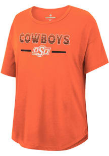Colosseum Oklahoma State Cowboys Womens Orange Reporter Drop Shoulder Short Sleeve T-Shirt