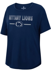 Colosseum Penn State Nittany Lions Womens Navy Blue Reporter Drop Shoulder Short Sleeve T-Shirt