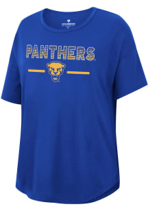 Colosseum Pitt Panthers Womens Blue Reporter Drop Shoulder Short Sleeve T-Shirt