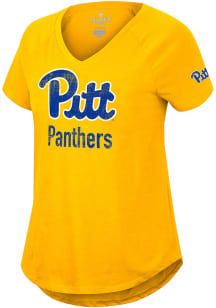 Colosseum Pitt Panthers Womens Gold Stylishly Short Sleeve T-Shirt