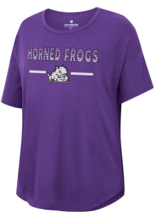 Colosseum TCU Horned Frogs Womens Purple Reporter Drop Shoulder Short Sleeve T-Shirt