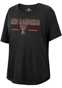 Colosseum Texas Tech Red Raiders Womens Black Reporter Drop Shoulder Short Sleeve T-Shirt