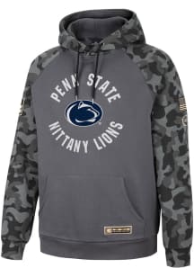 Colosseum Penn State Nittany Lions Mens Charcoal GI Joe Camo Pullover Long Sleeve Hoodie