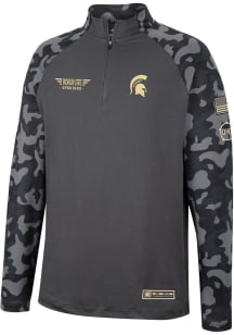 Colosseum Michigan State Spartans Mens Charcoal Long Range Camo Long Sleeve 1/4 Zip Pullover