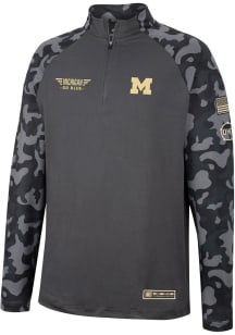 Colosseum Michigan Wolverines Mens Charcoal Long Range Camo Long Sleeve 1/4 Zip Pullover