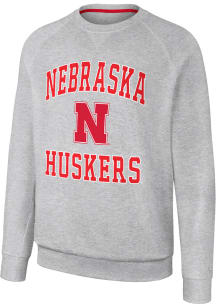 Colosseum Nebraska Cornhuskers Mens Grey Reggie Long Sleeve Crew Sweatshirt