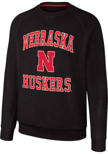 Colosseum Nebraska Cornhuskers Mens Black Reggie Long Sleeve Crew Sweatshirt