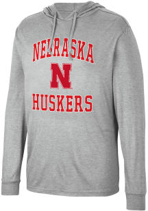 Mens Nebraska Cornhuskers Grey Colosseum Collin Hooded Sweatshirt