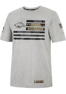 Colosseum Arkansas Razorbacks Grey Shockwave Camo Flag Short Sleeve T Shirt