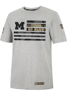 Colosseum Michigan Wolverines Grey Shockwave Camo Flag Short Sleeve T Shirt