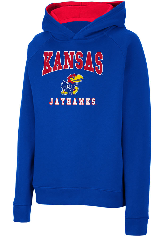 Colosseum Kansas Jayhawks Youth Blue Number 1 Long Sleeve Hoodie
