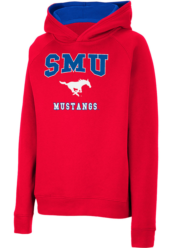 Colosseum SMU Mustangs Youth Red Number 1 Long Sleeve Hoodie