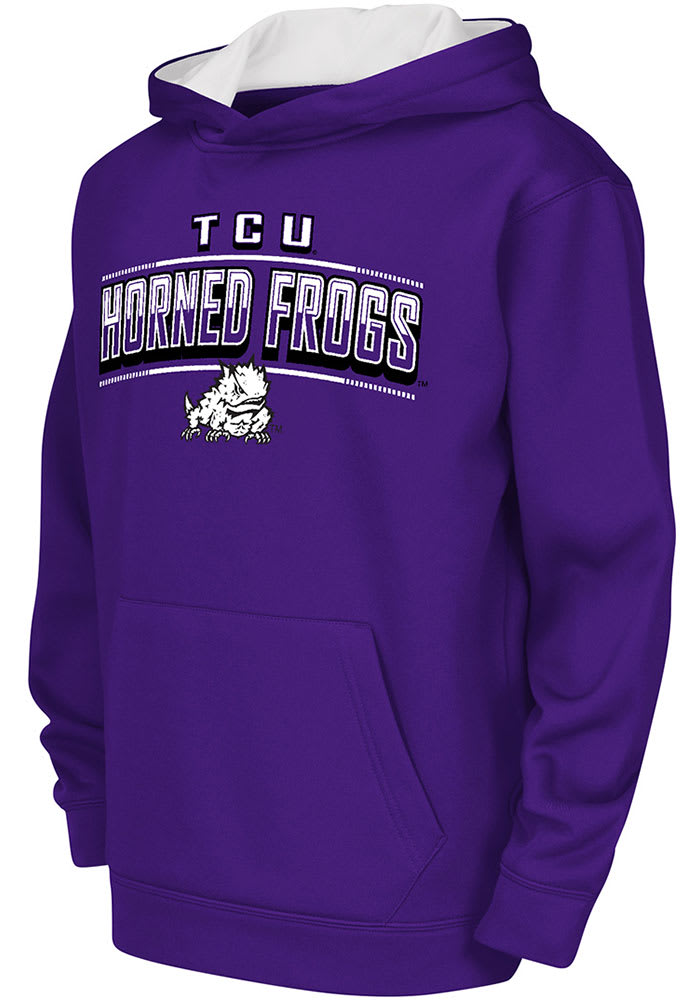 Colosseum TCU Horned Frogs Youth Purple Block Name Drop Long Sleeve Hoodie