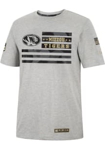 Colosseum Missouri Tigers Grey Shockwave Camo Flag Short Sleeve T Shirt