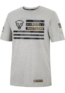Colosseum Pitt Panthers Grey Shockwave Camo Flag Short Sleeve T Shirt