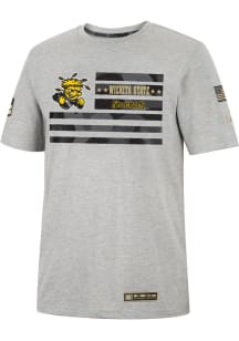Colosseum Wichita State Shockers Grey Shockwave Camo Flag Short Sleeve T Shirt