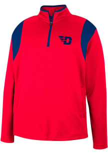 Colosseum Dayton Flyers Mens Red Bubby Fleece Long Sleeve 1/4 Zip Pullover