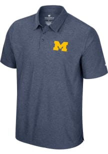 Mens Michigan Wolverines Navy Blue Colosseum Skynet Short Sleeve Polo Shirt