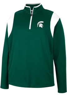 Colosseum Michigan State Spartans Mens Green Bubby Fleece Long Sleeve 1/4 Zip Pullover