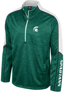 Colosseum Michigan State Spartans Mens Green Kyle Marled Long Sleeve 1/4 Zip Pullover