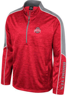 Colosseum Ohio State Buckeyes Mens Red Kyle Marled Long Sleeve 1/4 Zip Pullover