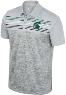 Colosseum Michigan State Spartans Mens Grey Cybernetic Short Sleeve Polo