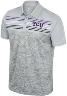 Colosseum TCU Horned Frogs Mens Grey Cybernetic Short Sleeve Polo