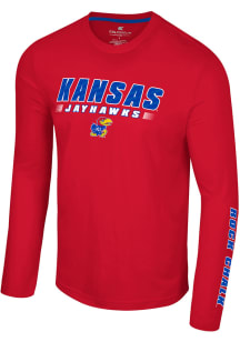 Colosseum Kansas Jayhawks Red Endoskeleton Long Sleeve T Shirt
