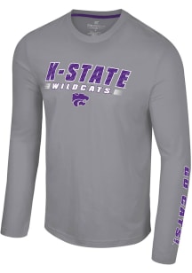 Colosseum K-State Wildcats Grey Endoskeleton Long Sleeve T Shirt