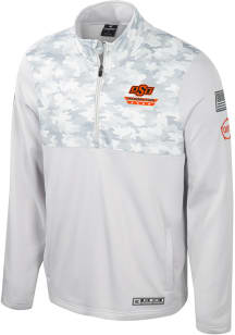 Colosseum Oklahoma State Cowboys Mens Grey Ice Long Sleeve 1/4 Zip Pullover