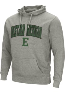 Colosseum Eastern Michigan Eagles Mens Grey Campus Arch Mascot Long Sleeve Hoodie