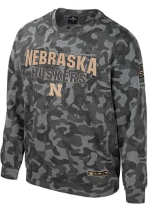Mens Nebraska Cornhuskers Grey Colosseum Coyote Crew Sweatshirt