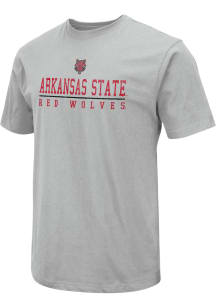 Colosseum Arkansas State Red Wolves Grey Field Mascot Stack Short Sleeve T Shirt